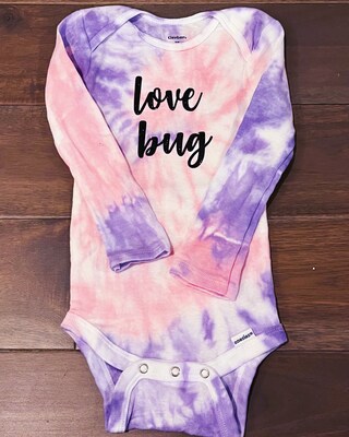 Baby Tie-Dye Long Sleeve Onesie - Love Bug - image1